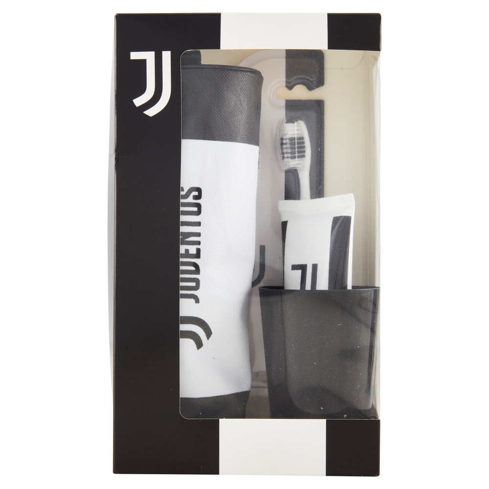 Juventus Dentifricio alla Menta 75 ml, Spazzolino Medio, Bicchiere, Fan Bag